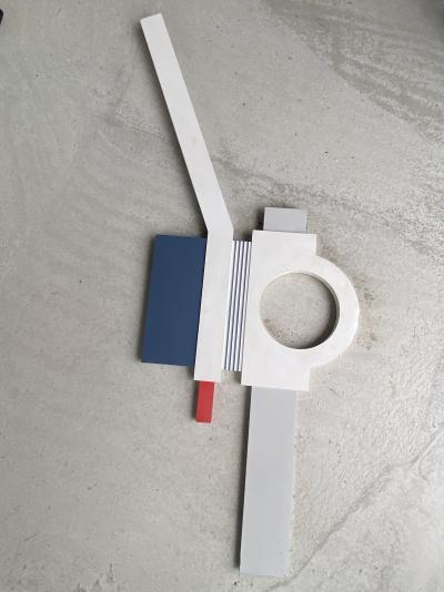 François Decq  - sculpture murale - Composition abstraite  - acrylique sur bois 1989 2