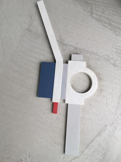 François Decq  - sculpture murale - Composition abstraite  - acrylique sur bois 1989 2