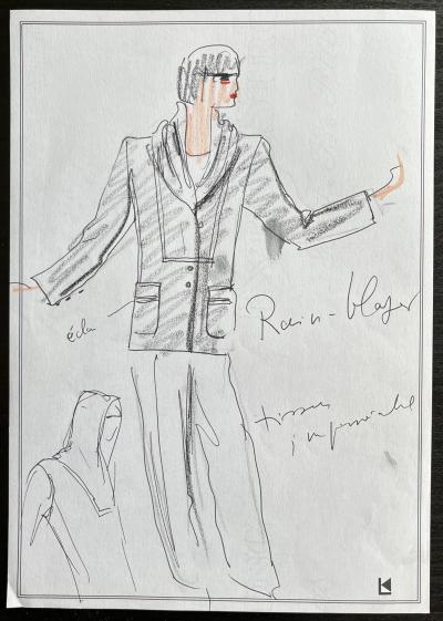 Karl LAGERFELD - Croquis de mode - dessin original 2