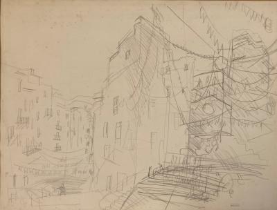 Raoul DUFY - Cour anglaise du vieux Nice - dessin original 2