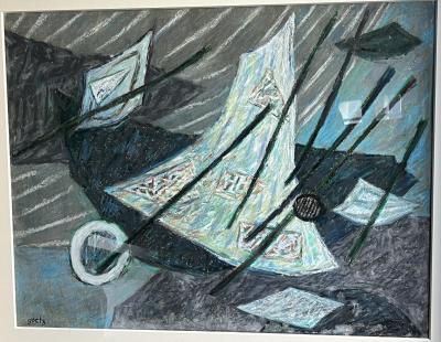 Henri GOETZ - abstraction -  pastel original signé - circa 1970 2