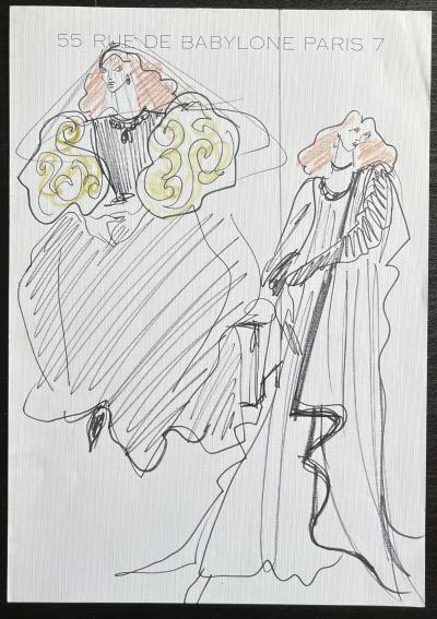 Yves SAINT LAURENT - Costume de la Reine, l’Aigle à deux têtes - dessin original -  1978 2