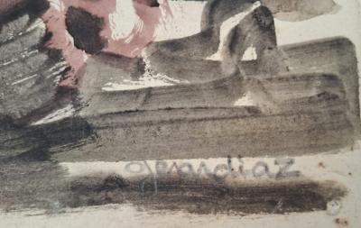 Gérard Diaz - Paysage - Gouache signée au crayon 2