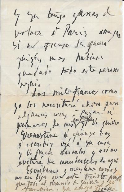 Pablo PICASSO - Lettre autographe signée 2