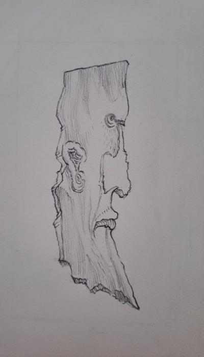 Ecole Contemporaine - Homme de profil - Dessin au crayon 2