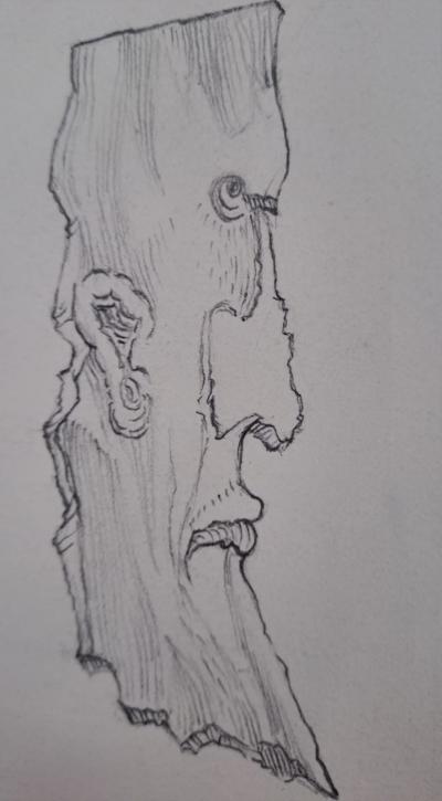 Ecole Contemporaine - Homme de profil - Dessin au crayon 2