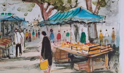 Michel Jouenne - Le marché - Lithographie originale signée au crayon 2
