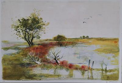 Michel Jouenne - Terres inondées - Lithographie originale signée au crayon 2