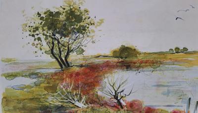 Michel Jouenne - Terres inondées - Lithographie originale signée au crayon 2