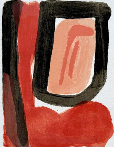 Bram VAN VELDE - Composition rouge et noire, 1977 - Lithographie originale signée numérotée crayon 2