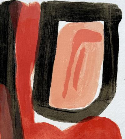 Bram VAN VELDE - Composition rouge et noire, 1977 - Lithographie originale signée numérotée crayon 2