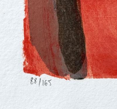 Bram VAN VELDE - Composition rouge et noire, 1977 - Lithographie originale signée numérotée crayon 2