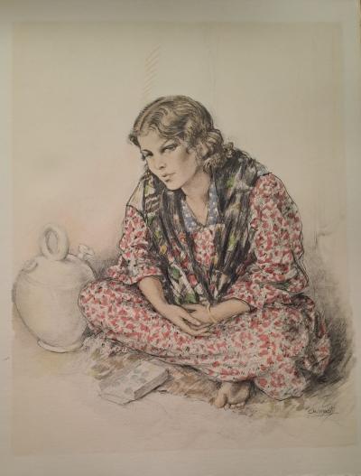 Edouard Jules Chimot - Una limosna Senor, Dios la pagara - Lithographie originale signée 2