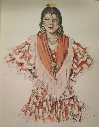 Edouard Jules Chimot - Une danseuse du Sagromonte - Lithographie originale signée 2