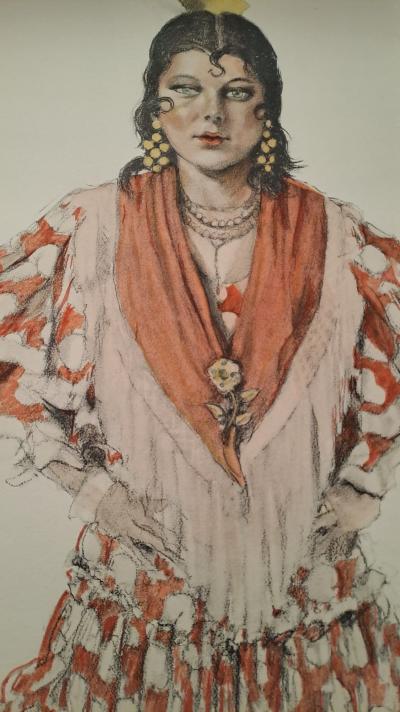 Edouard Jules Chimot - Une danseuse du Sagromonte - Lithographie originale signée 2
