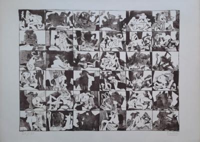 Ecole Contemporaine - Scènes d’étreinte - Lithographie originale signée et numérotée au crayon 2