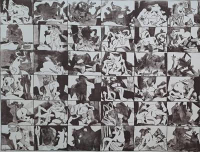 Ecole Contemporaine - Scènes d’étreinte - Lithographie originale signée et numérotée au crayon 2