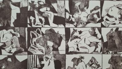 Ecole Contemporaine - Scènes d’étreinte - Lithographie originale signée et numérotée au crayon 2