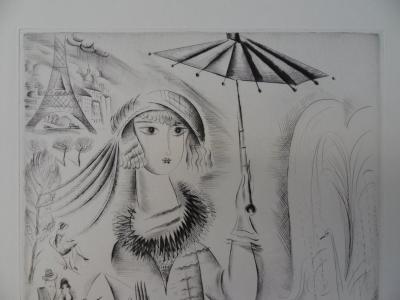 Mily POSSOZ : Jeune fille à l’ombrelle - Gravure originale signée 2