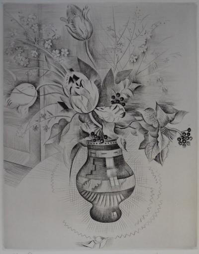 Mily POSSOZ : Le bouquet de tulipes - Gravure originale signée 2