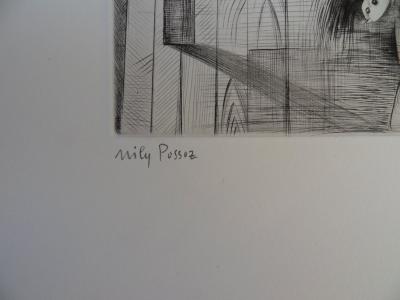 Mily POSSOZ : Le repos du chat - Gravure originale signée 2
