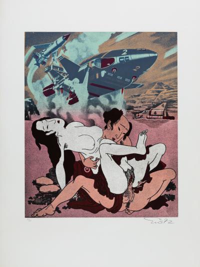 ERRO :  Shunga et missiles - Lithographie originale signée 2