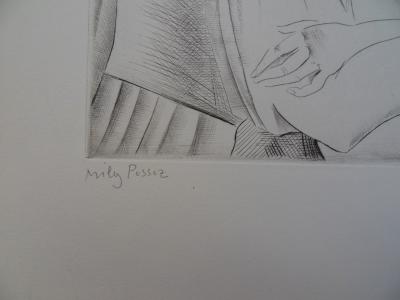 Mily POSSOZ: The young girls of the village - Original signed engraving 2