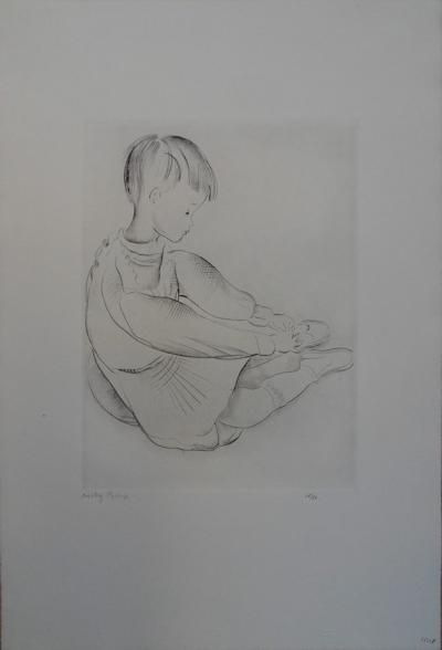 Mily POSSOZ: The little boy is getting dressed - Original signed engraving 2
