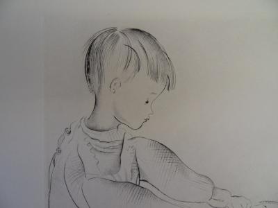 Mily POSSOZ: The little boy is getting dressed - Original signed engraving 2