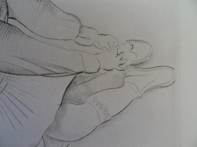 Mily POSSOZ: The little boy is getting dressed - Original signed engraving 2