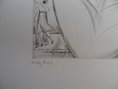 Mily POSSOZ: The Girl with the Bouquet - Original signed engraving 2