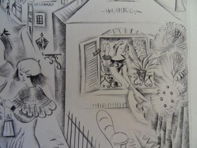 Mily POSSOZ : Les jeunes filles en promenade - Gravure originale signée 2