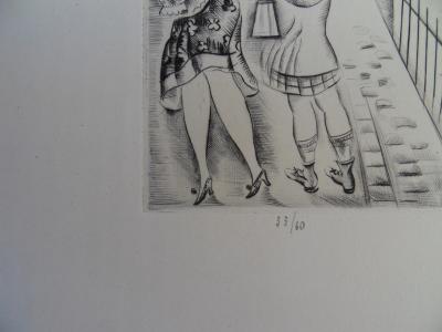 Mily POSSOZ : Les jeunes filles en promenade - Gravure originale signée 2
