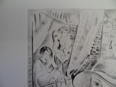 Mily POSSOZ: Young Girls in the Garden - Original signed engraving 2