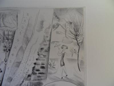 Mily POSSOZ: Young Girls in the Garden - Original signed engraving 2
