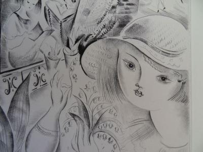 Mily POSSOZ: Young Girls in the Garden - Original signed engraving 2