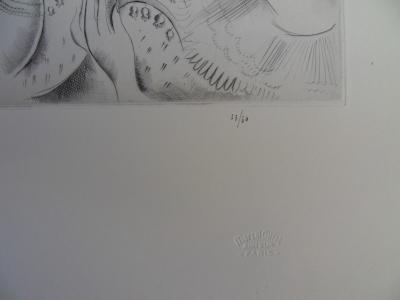 Mily POSSOZ: Young Girls in the Garden - Original signed engraving 2