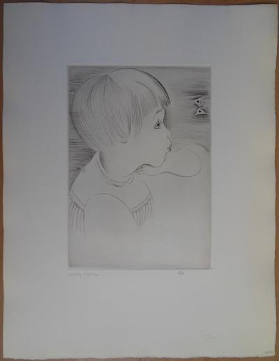 Mily POSSOZ : L’Enfant et le papillon - Gravure originale signée 2