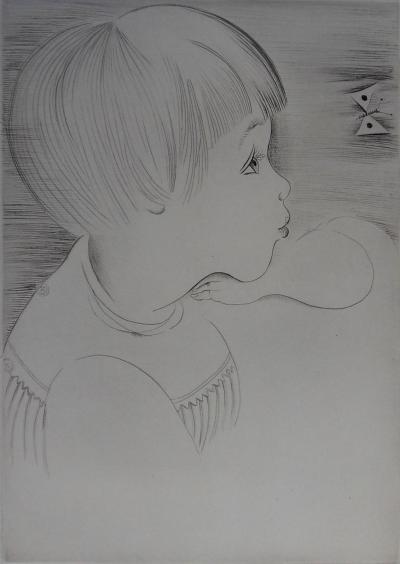 Mily POSSOZ : L’Enfant et le papillon - Gravure originale signée 2