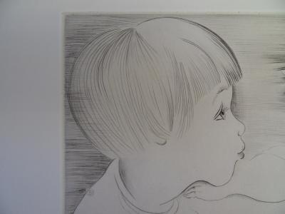 Mily POSSOZ : L’Enfant et le papillon - Gravure originale signée 2