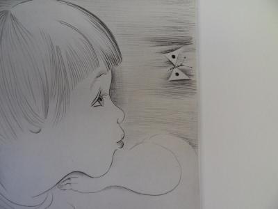 Mily POSSOZ : L’Enfant et le papillon - Gravure originale signée 2