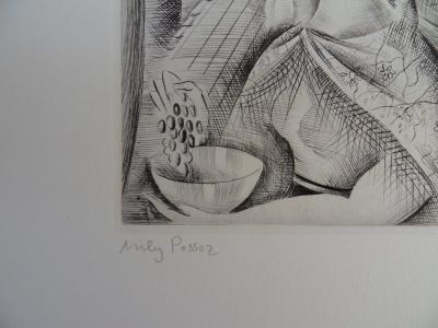 Mily POSSOZ: The Church of Fontenay - Original signed engraving 2
