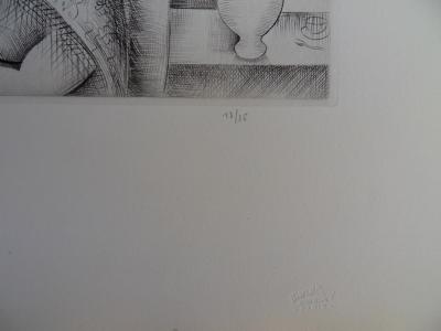 Mily POSSOZ: The Church of Fontenay - Original signed engraving 2
