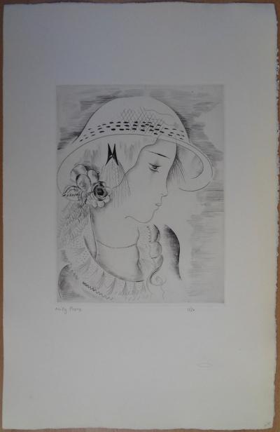 Mily POSSOZ: Portrait of a young girl - Original signed engraving 2