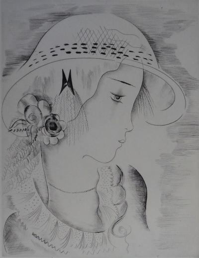 Mily POSSOZ: Portrait of a young girl - Original signed engraving 2