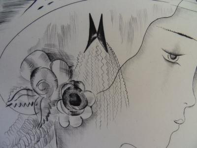 Mily POSSOZ: Portrait of a young girl - Original signed engraving 2