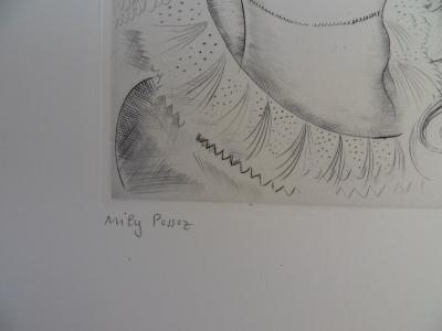 Mily POSSOZ: Portrait of a young girl - Original signed engraving 2