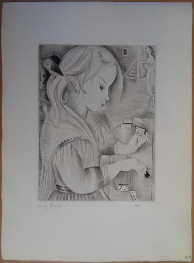 Mily POSSOZ: The Domino Player - Original signed engraving 2
