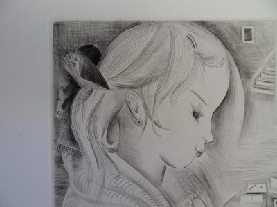 Mily POSSOZ: The Domino Player - Original signed engraving 2
