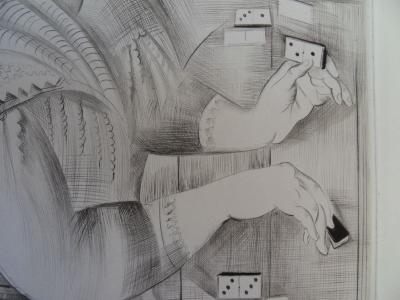 Mily POSSOZ: The Domino Player - Original signed engraving 2